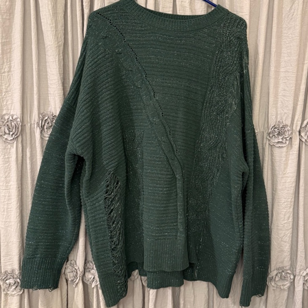 Daytrip Tinsel Green Knit Sweater